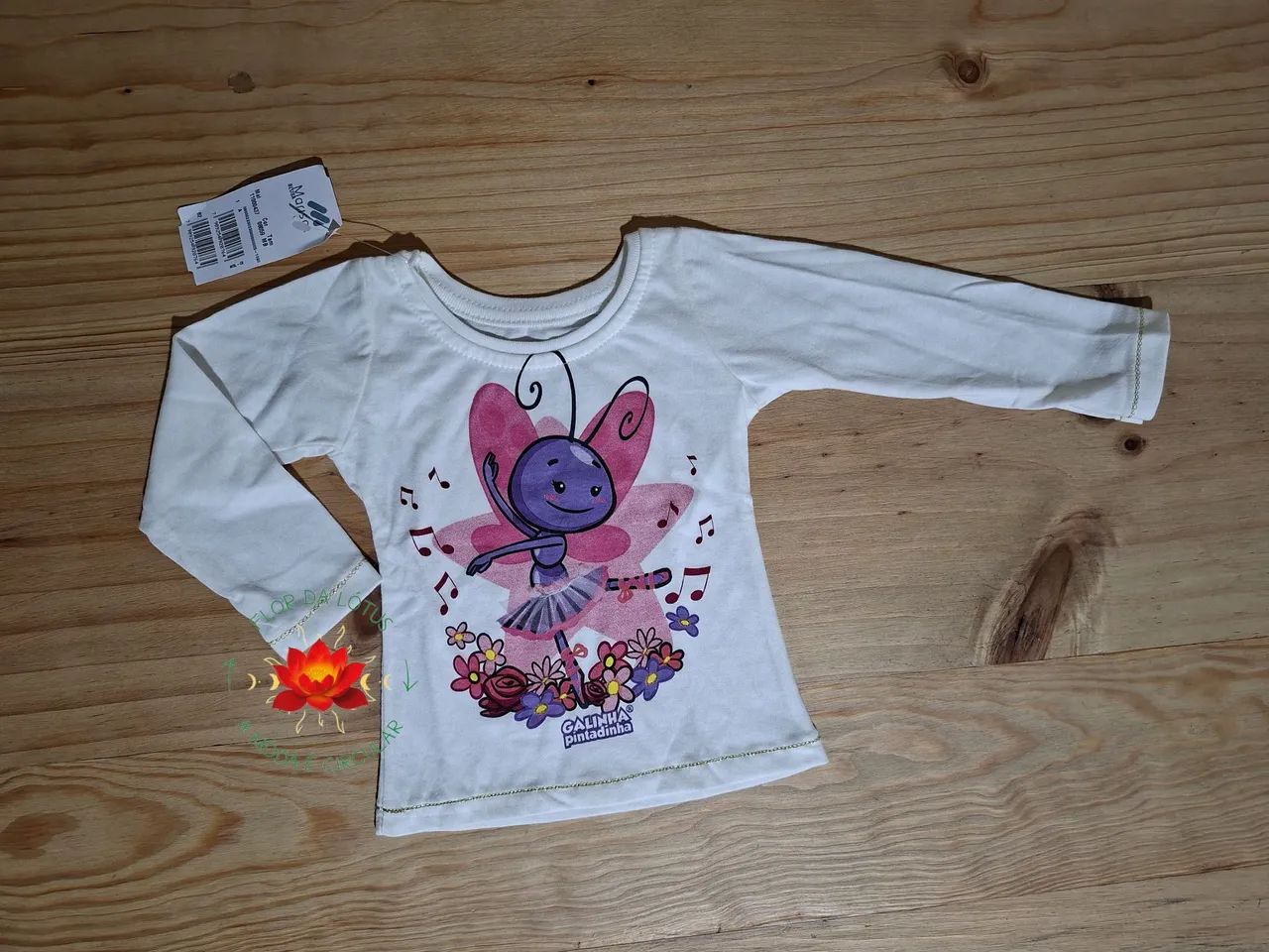 Blusa Branca Manga Longa  Galinha Pintadinha Infantil Marisol Tam.MB(6a9meses)NOVA
