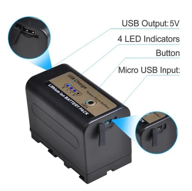 Bateria Np-f750 F770 5200mah Usb Padrão Sony Led NP - Foto 3