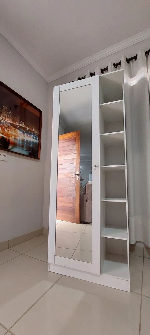 Armário Multiuso, Guarda Roupa e Sapateiro com Espelho