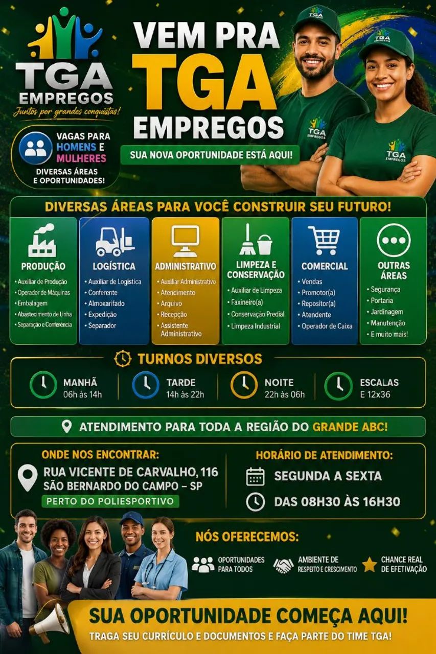 DIVERSAS VAGAS DE TRABALHO