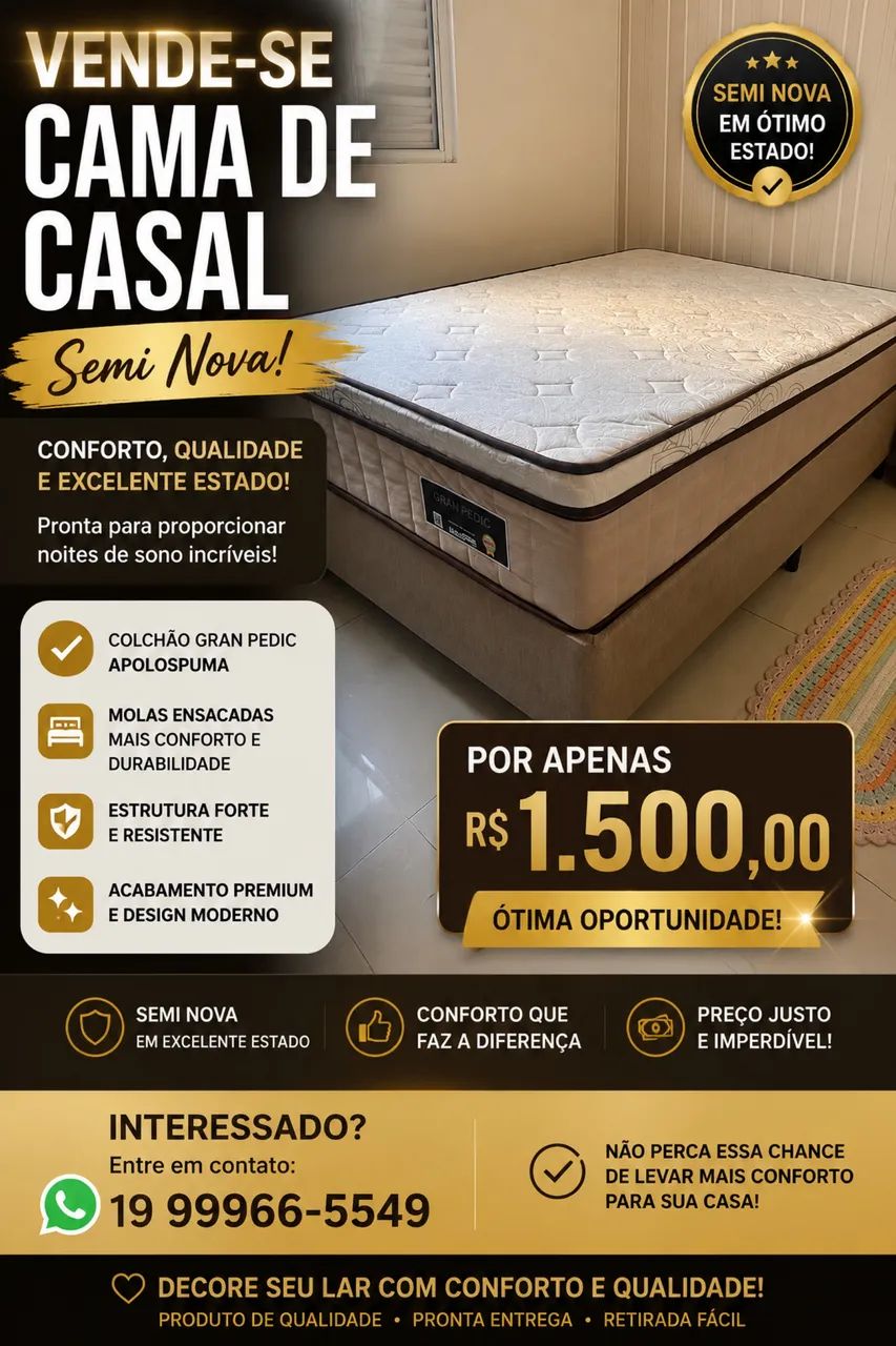 Cama de Casal - Linda, Resistente e Pronta para Uso!