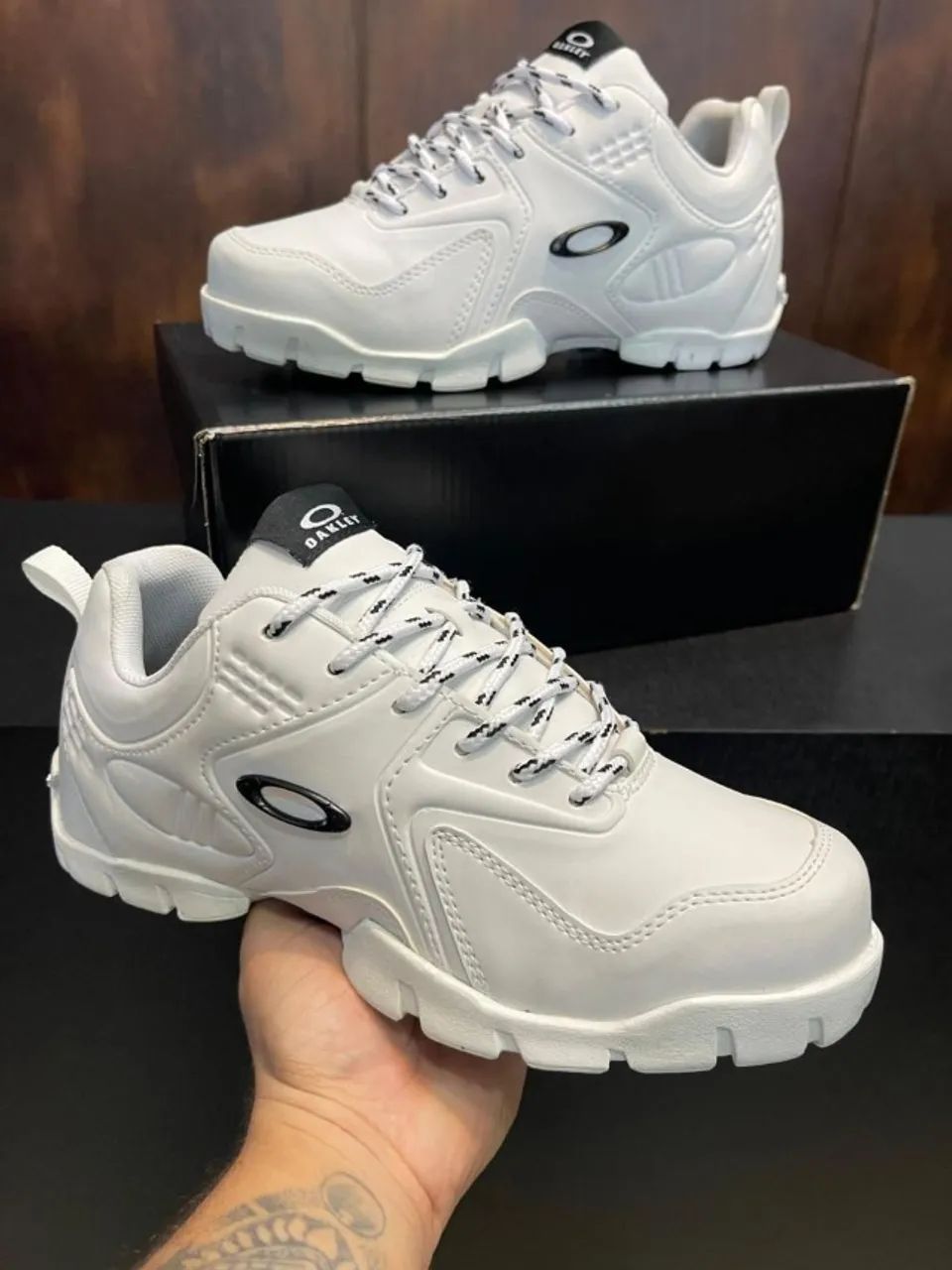 Tênis Oakley Stratus Couro Cor: Branco/Bege Premium Masculino Disponível 38 ao 43 (Foto Re - Foto 5