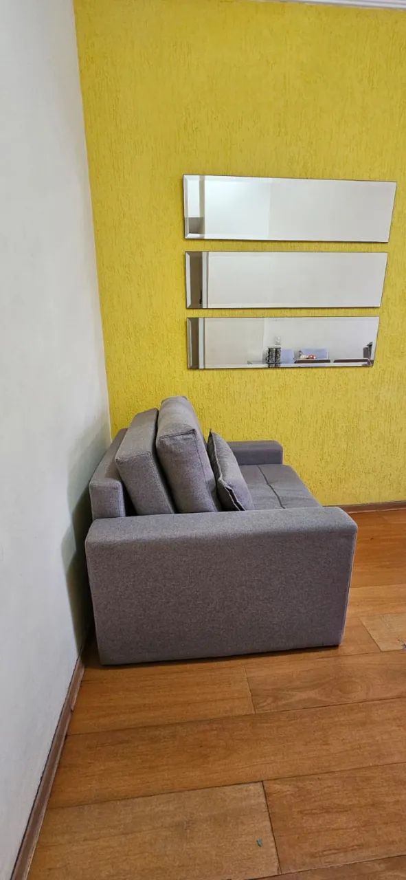 Sofá-Cama de Solteiro Cinza Grafite novíssimo