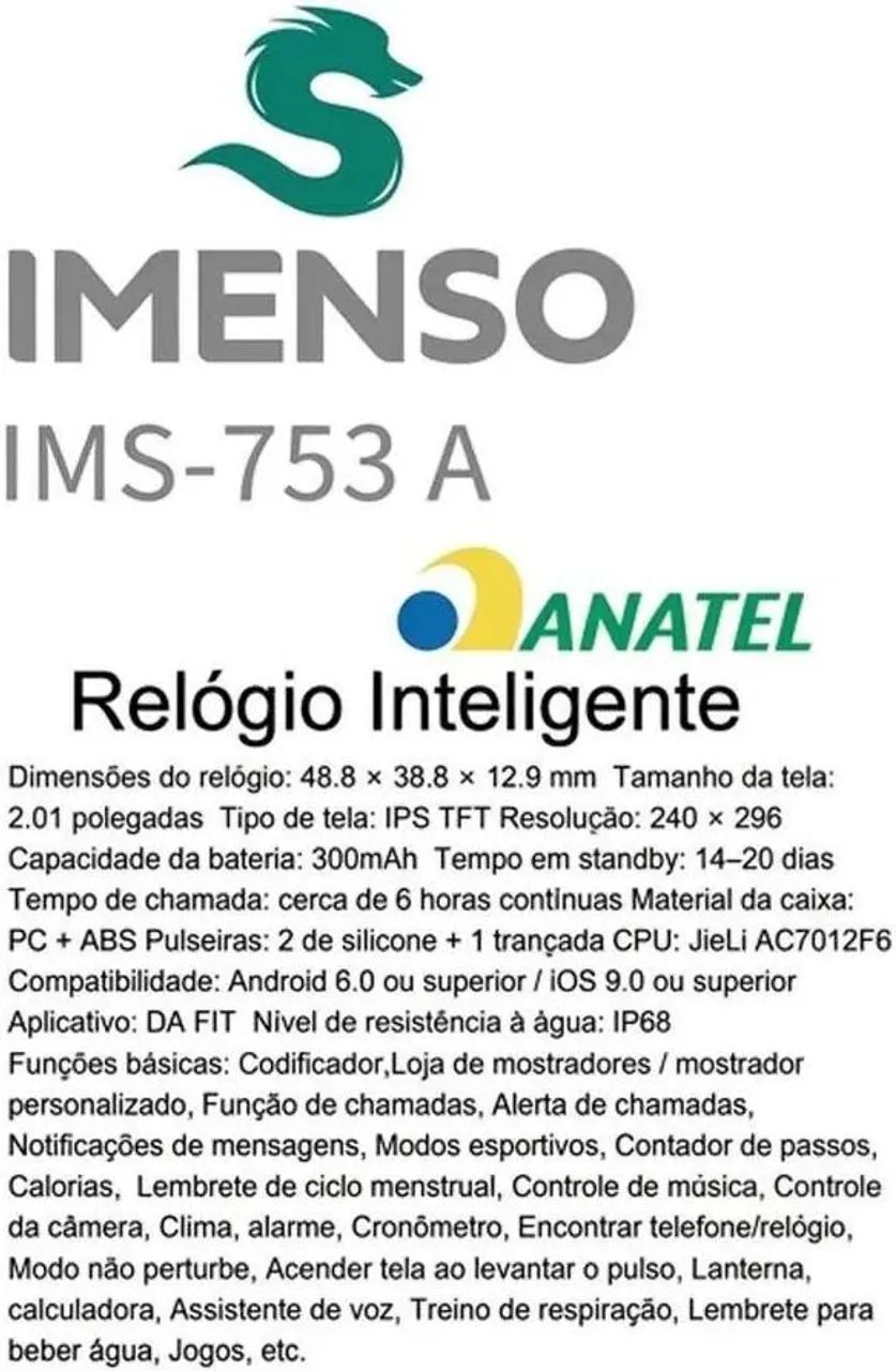 ? Imenso IMS-753 - IP68, tela 2,01", bateria de até 20 dias - Foto 3