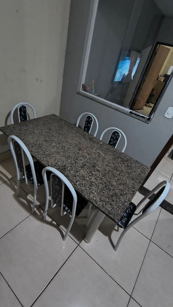 Mesa de mármore 6 cadeiras - Foto 4