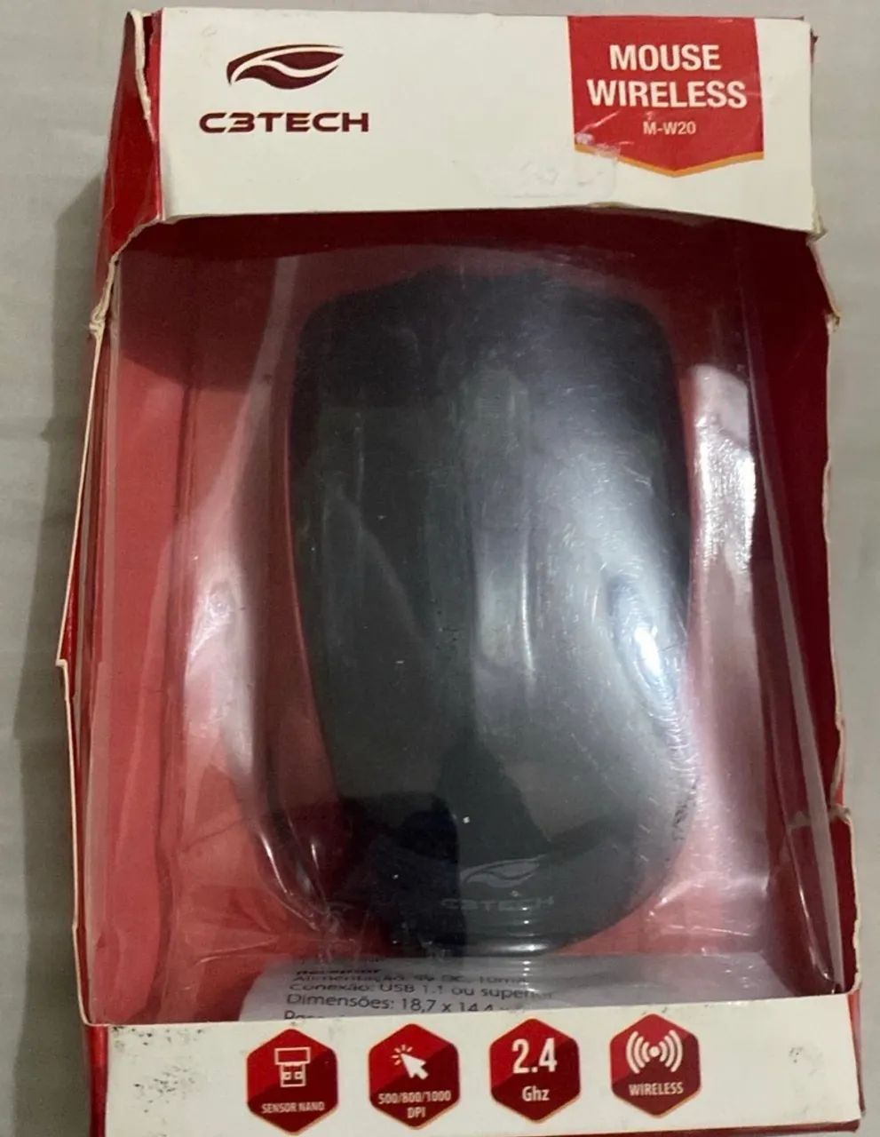 mouse sem fio c3 tech m-w20bk preto preto