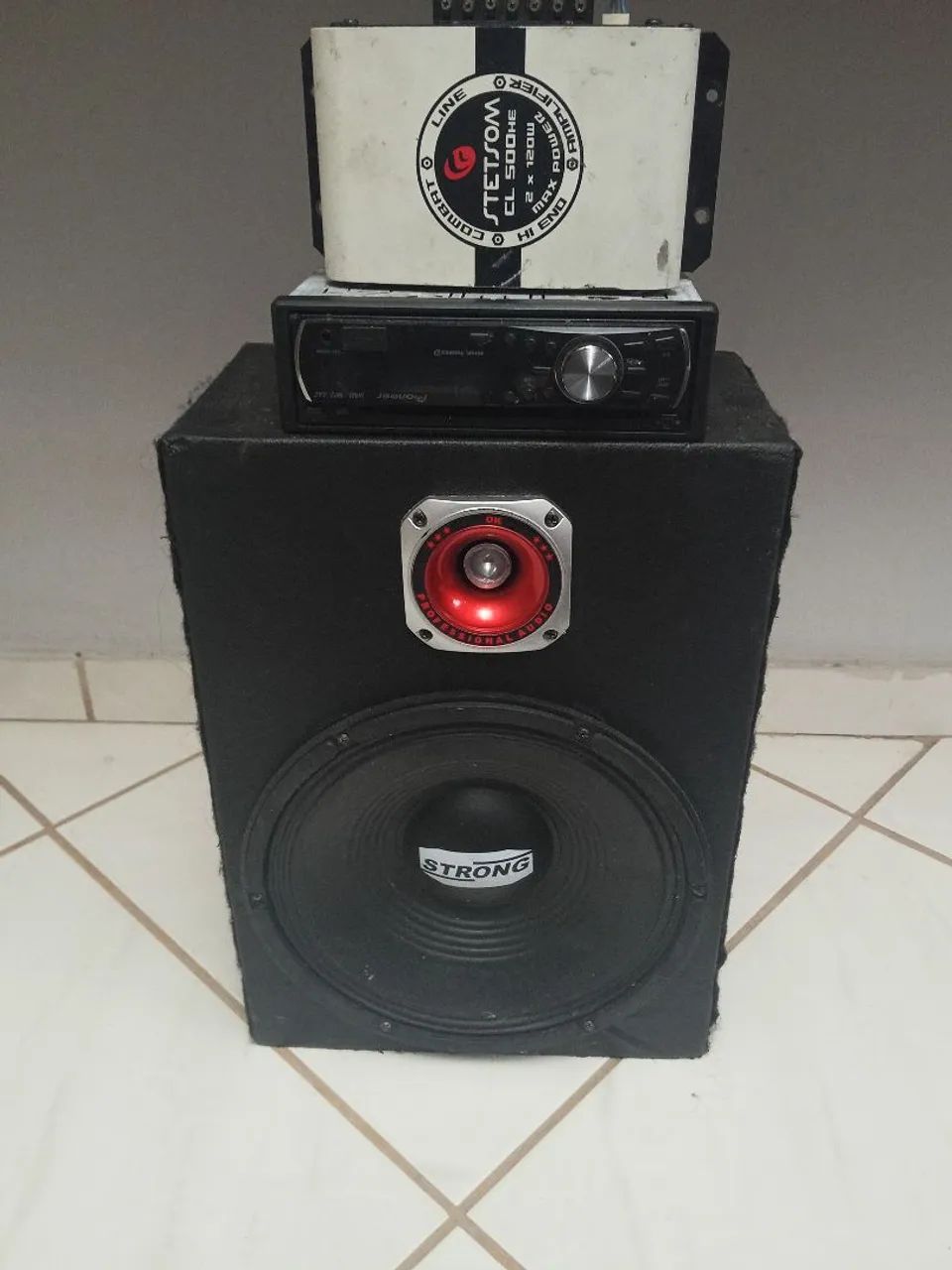 Caixa de som + rádio + módulo 