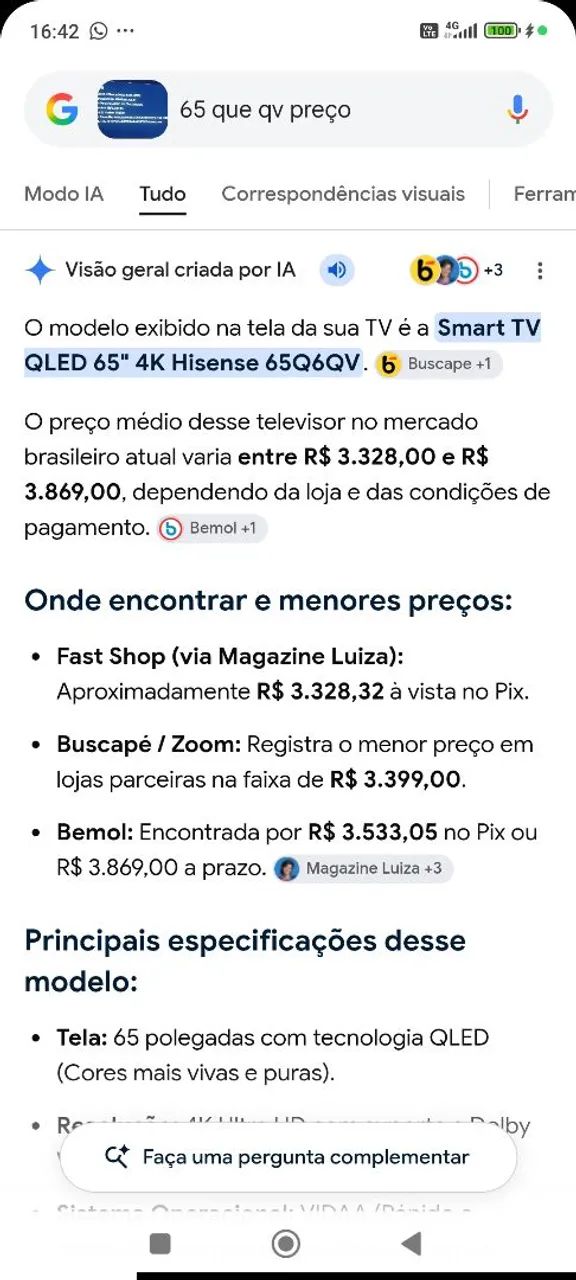 Smart TCL 65" 4k Hisense 3000,00 - Foto 3