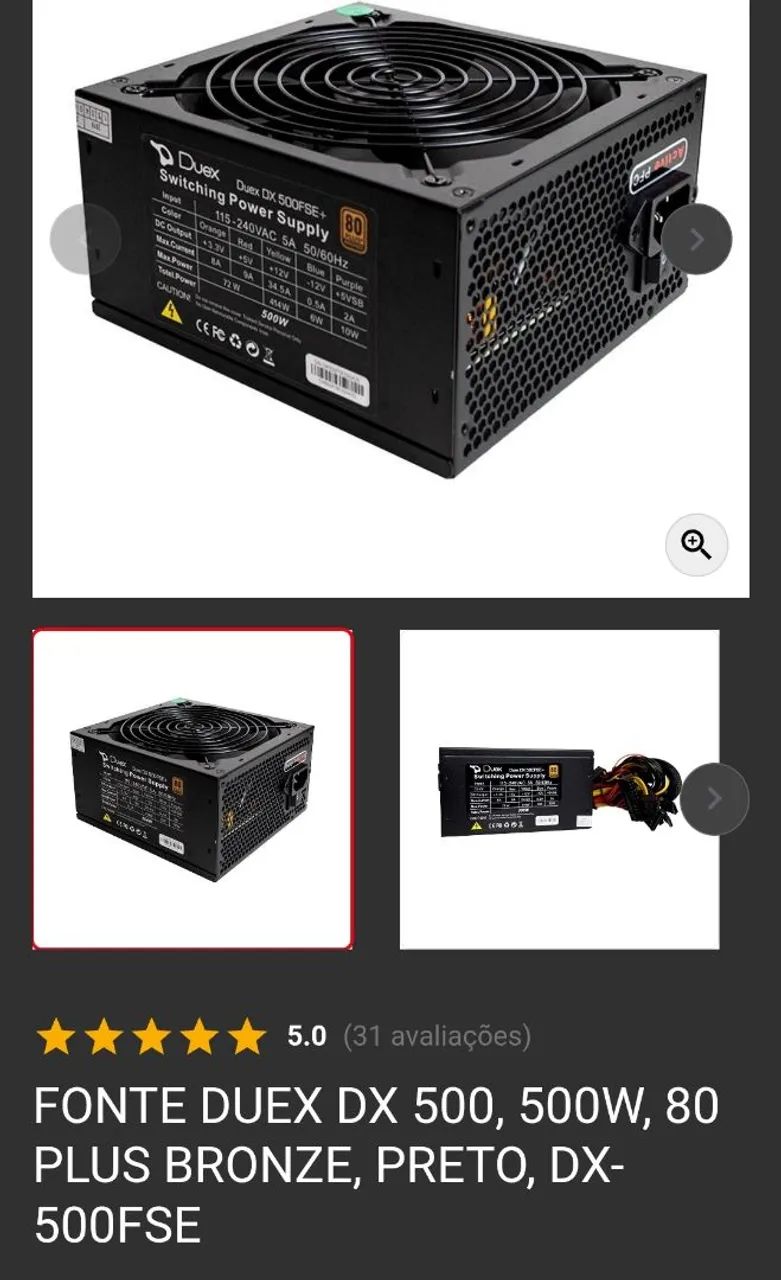 Fonte computador 500W
