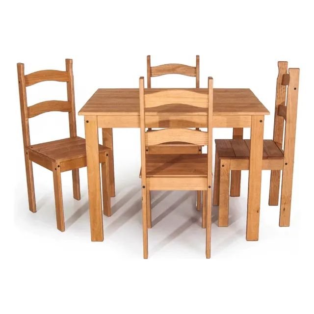 Mesa com 04 Cadeiras em Madeira Maciça