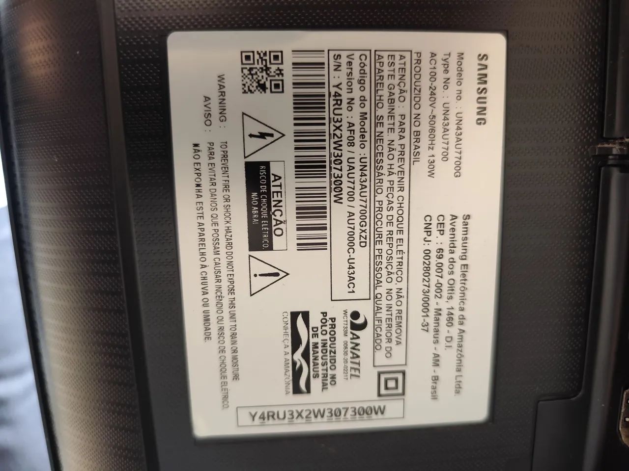 Smart TV Samsung 43" - Crystal 4k - com problema na tela (parou de funcionar) - Foto 2