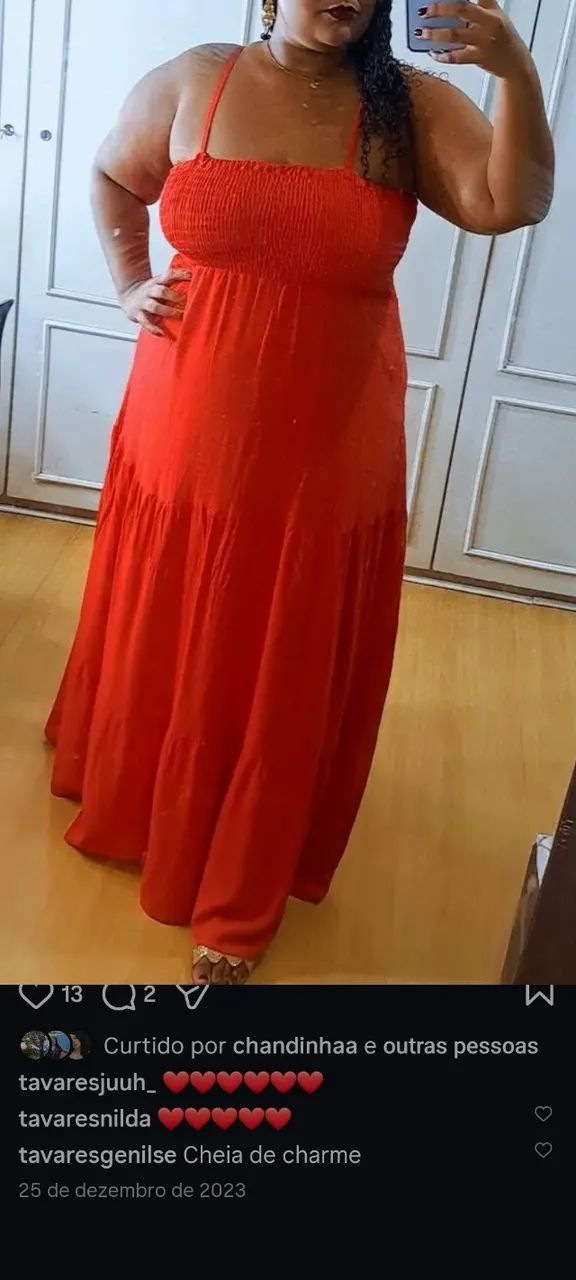 Vestido vermelho longo de lastex 
