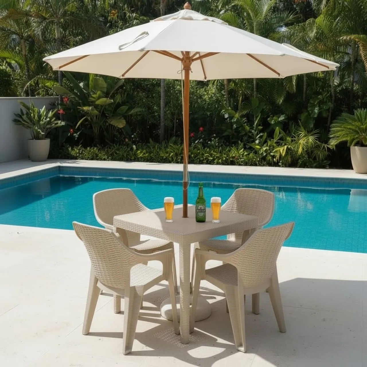 Jogo de mesa plástico estilo rattan - Foto 5