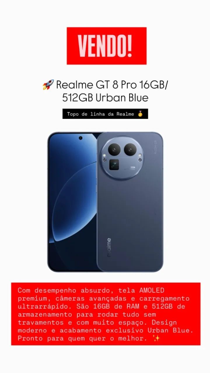 Realme GT 8 Pro 512gb - Celulares e Smartphones - Monte Castelo
