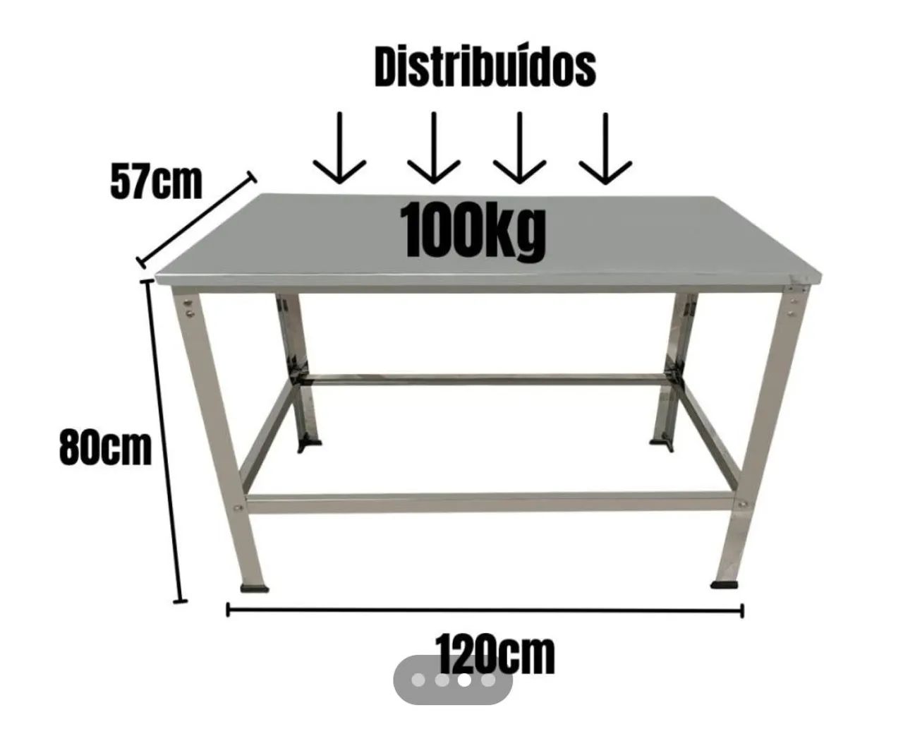 Mesa Bancada Multifuncional Inox 1,20m  - Foto 4