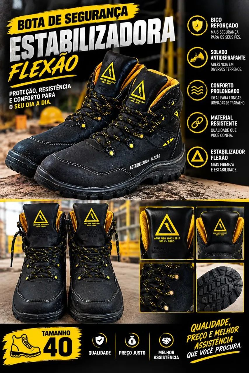 Bota EPI  com bico reforçado 