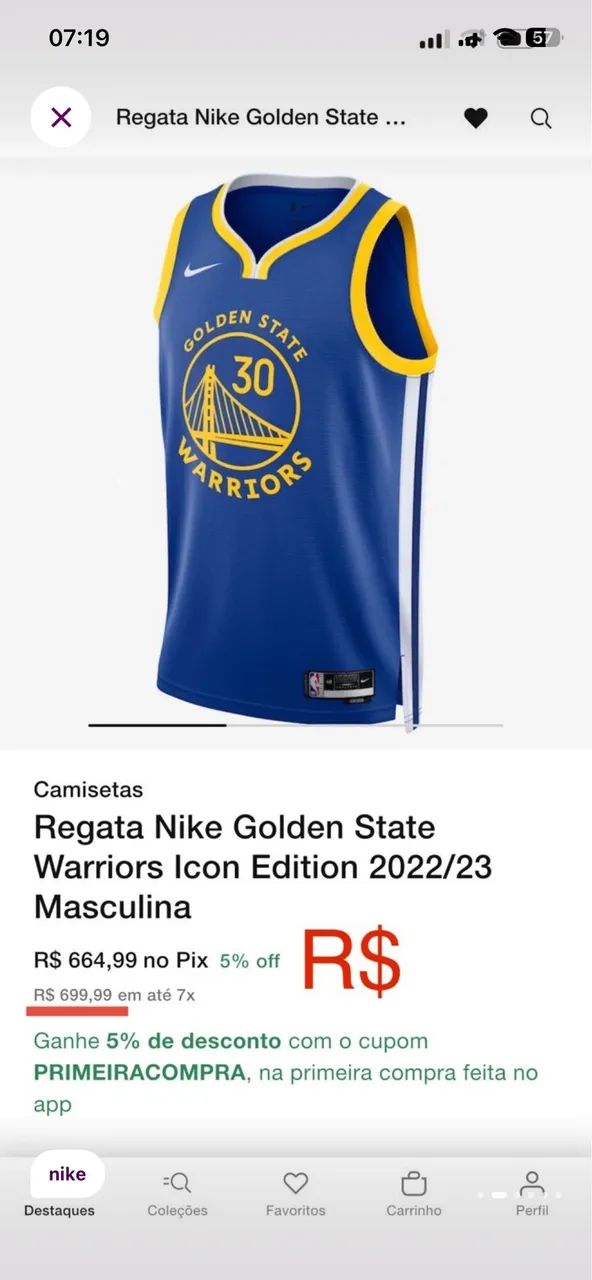 Regata Nike Curry Original - Tamanhos P e G - Foto 3