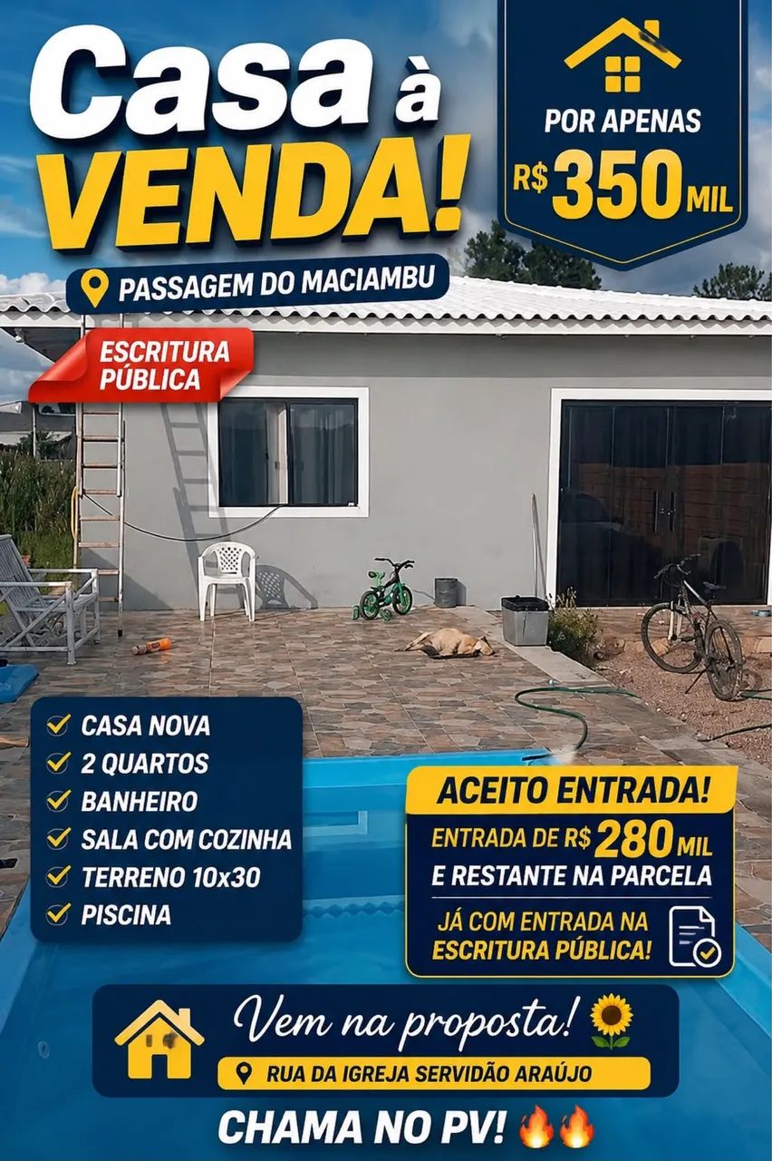 Casa à venda na Passagem do Maciambu