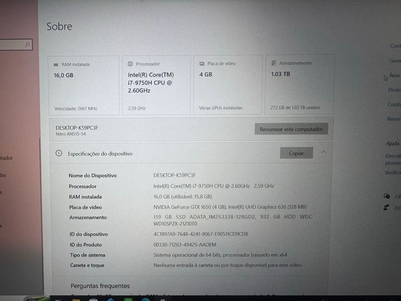 Notebook Gamer Acer nitro 5 GTX 1650 + upgrade RAM - Foto 2