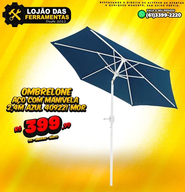 Ombrelone Aço Com Manivela 2,4M Azul 409221 Mor