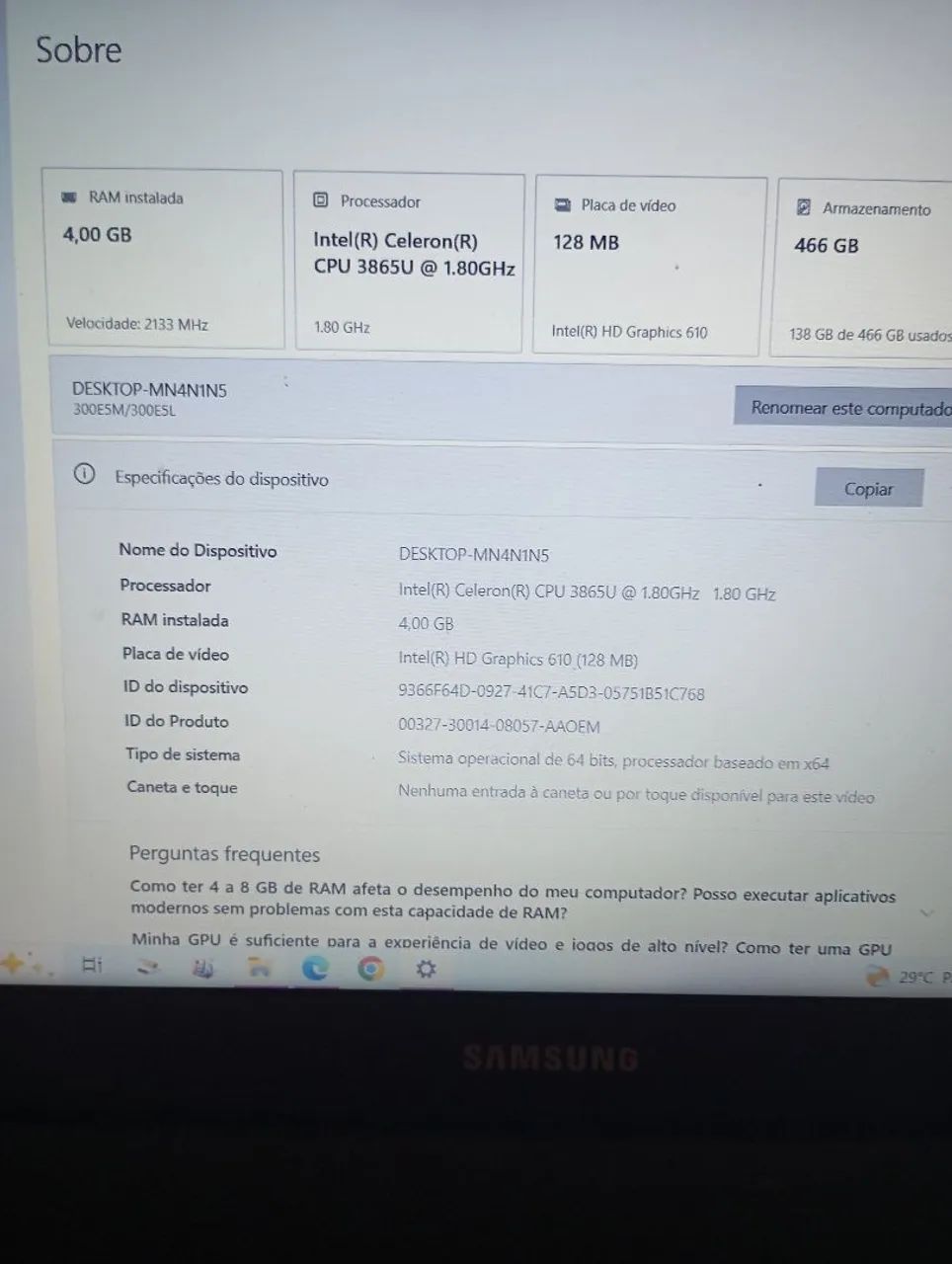 Notebook Samsung 