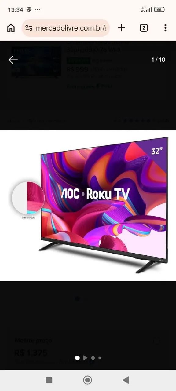 Vendo smart tv 32 polegadas AOC ruku nova - Foto 2