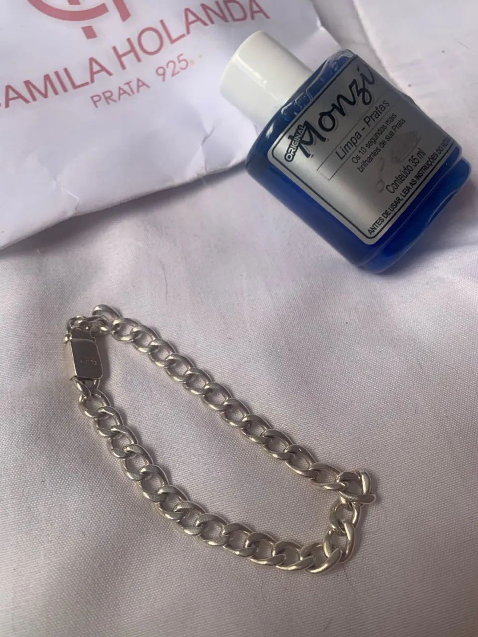 Pulseira Prata estilo Elo com limpador  - Foto 2
