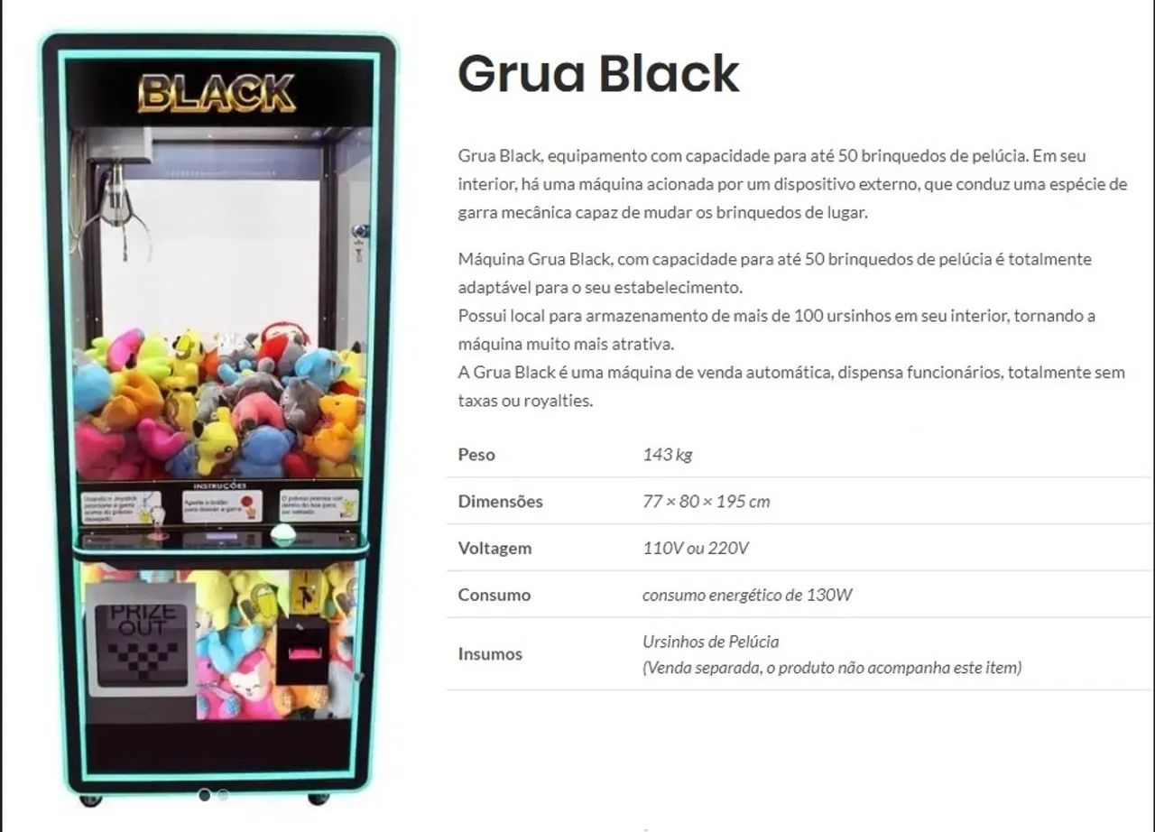 Máquina de pelúcia grua  com sistema de cartão e Noteiro  - Foto 2