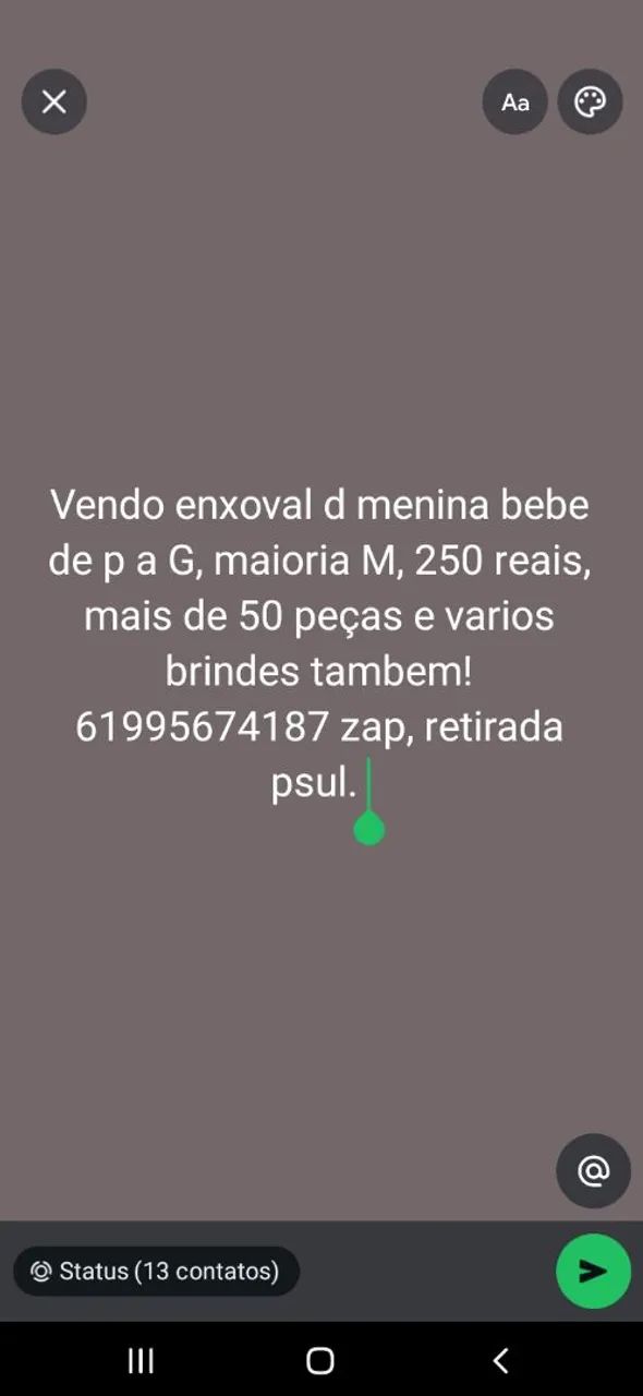 Vendo enxoval de menina 