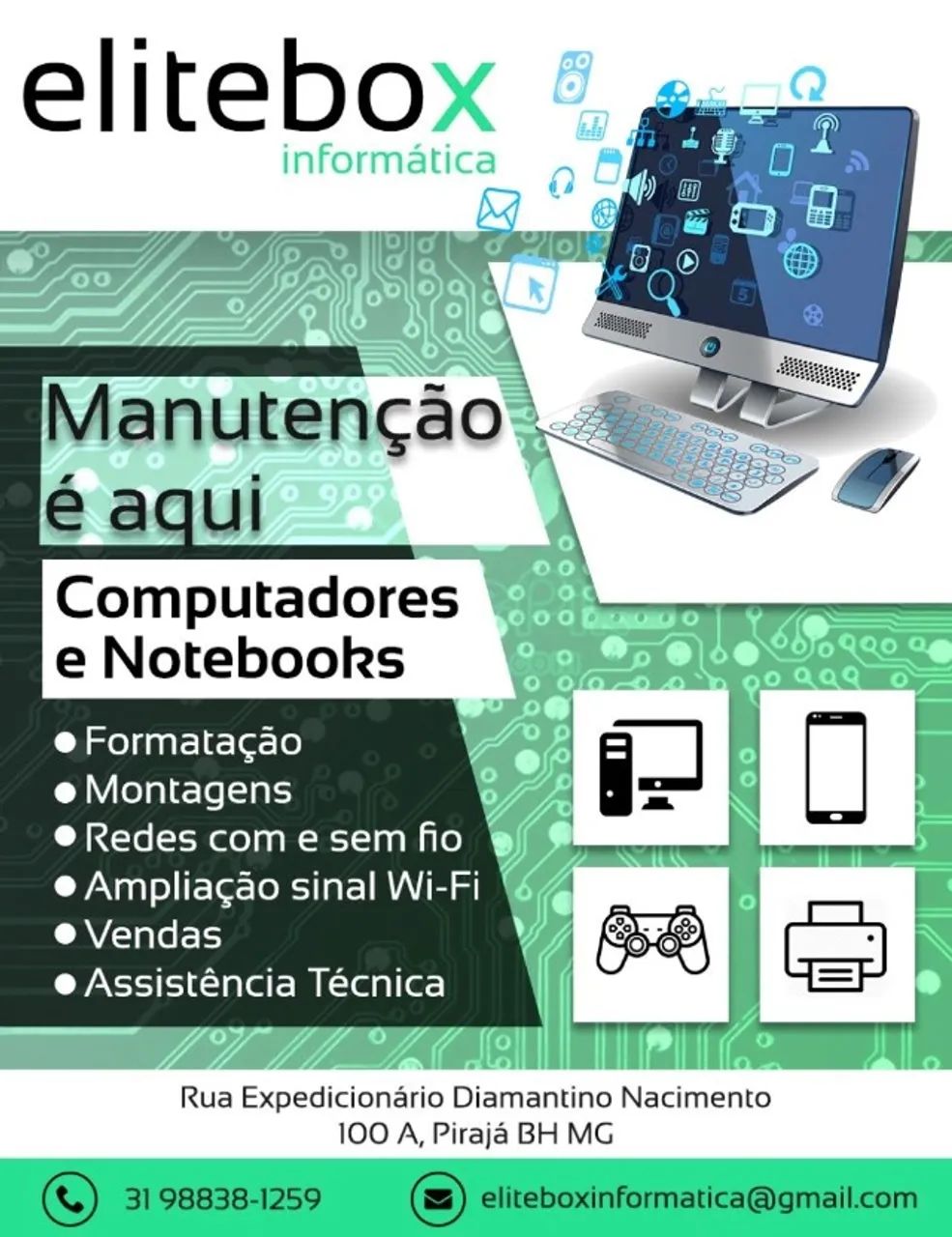MANUTENÇÃO DE COMPUTADORES, NOTEBOOKS, CELULARES E IMPRESSORAS
