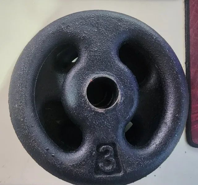 4 Anilhas Ferro Fundido 3kg (Total 12kg) | Pintadas | Ótimo estado - Foto 2