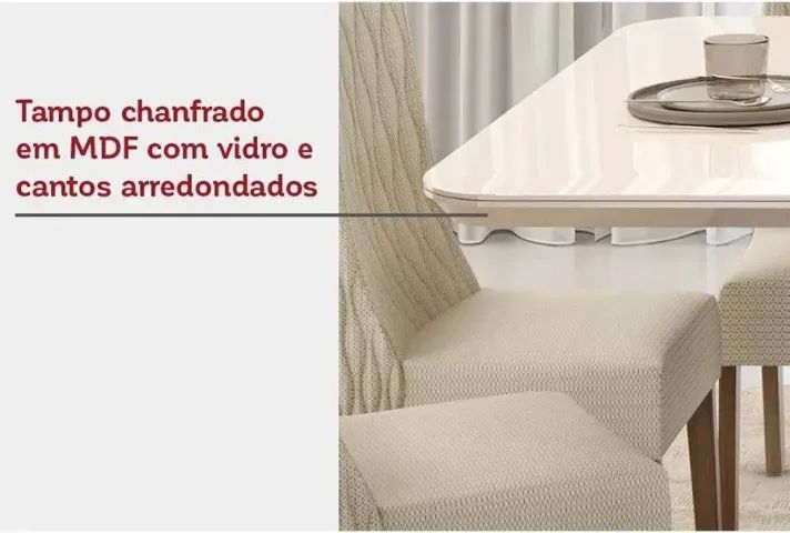 Mesa de Jantar 8 Lugares com Tampo de Vidro Branco - Foto 2