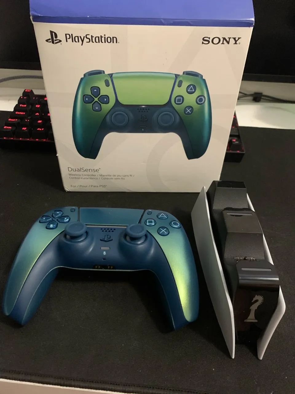 Controle PS5 DualSense Original Chroma Teal + Base Carregadora