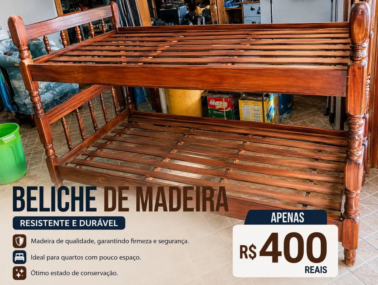 Beliche usada de madeira 