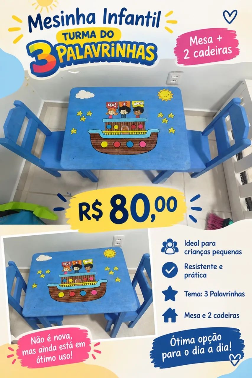 Mesa com cadeira 3 palavrinhas 