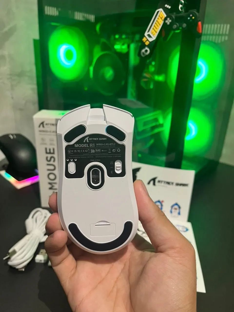 Mouse R1 Attack Shark Branco Gamer  - Foto 3