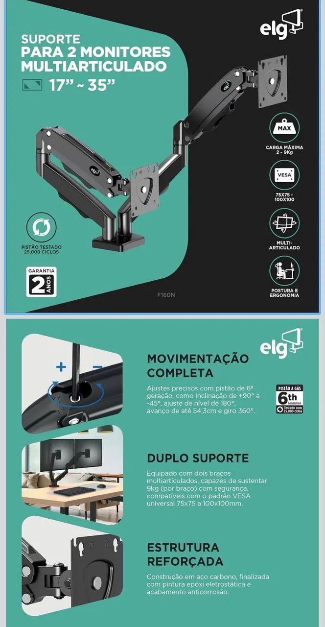 Suporte para 2 Monitores 