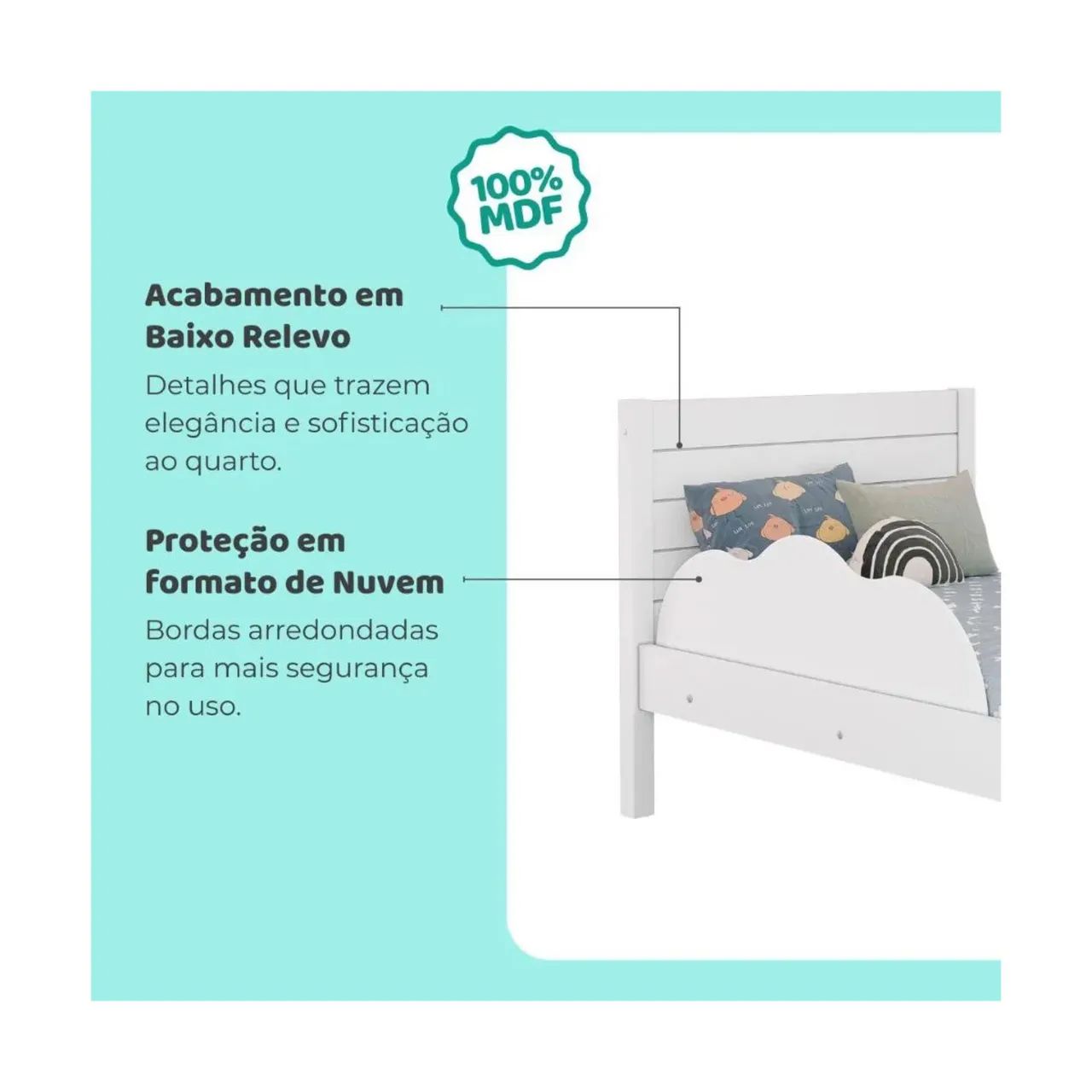 Cama Infantil Nuvem Com Proteção Lateral - Foto 4