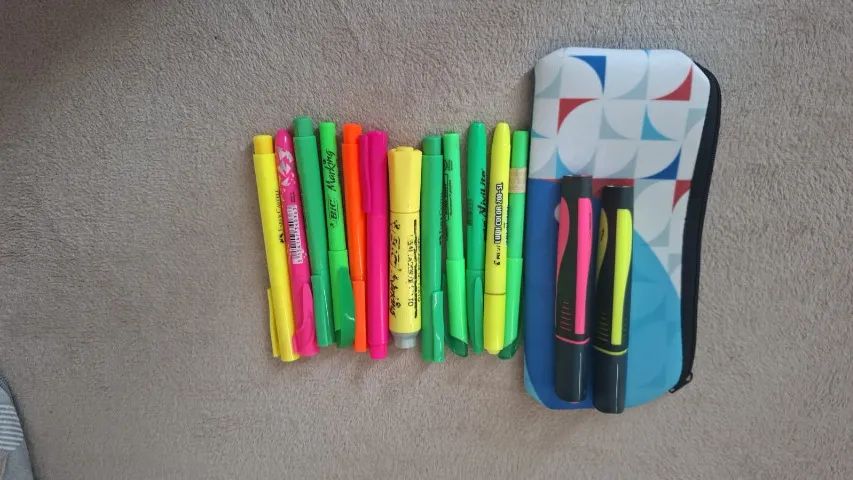 Kit de Marca-Textos Variados e Estojo