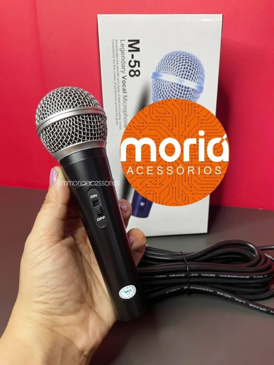Microfone Profissional Dinâmico com Fio M-58 Sm-58 M58 + Cabo 5 metros  - Foto 4