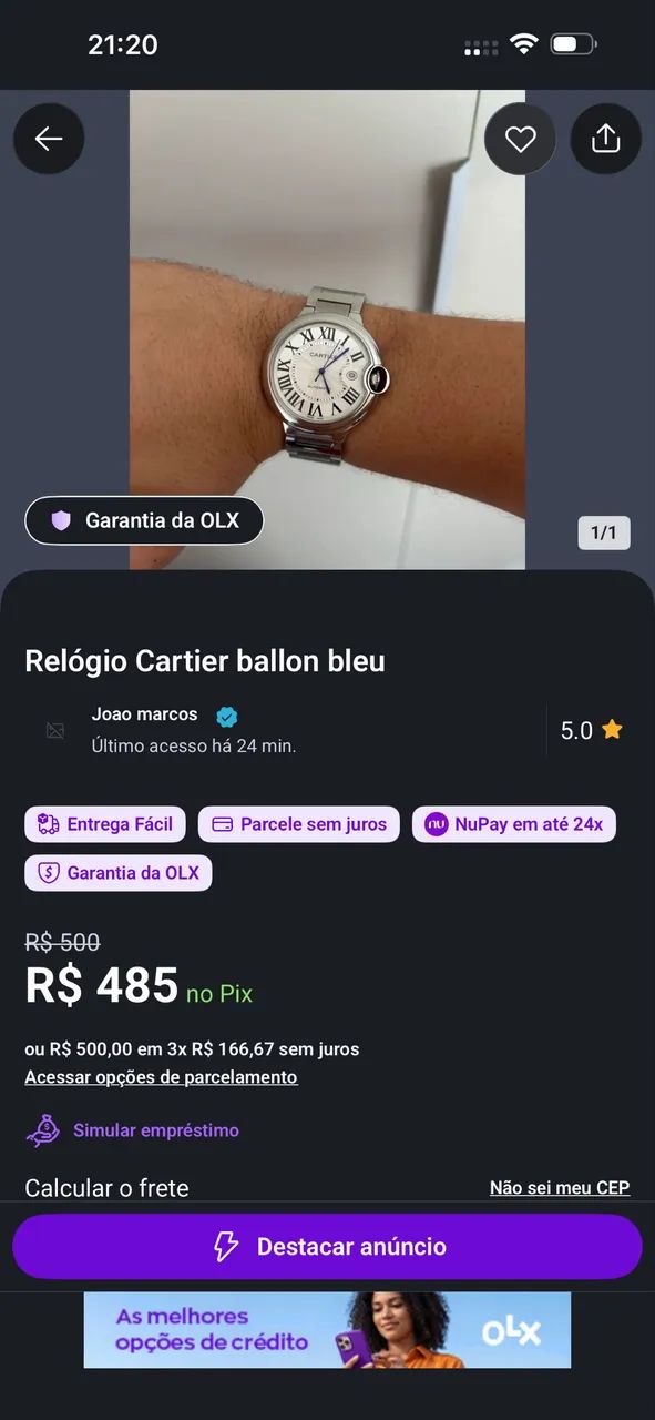 Relógio cartier