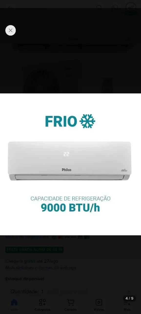 AR CONDICIONADO- PHILCO- 9000 BTUS- COM 1 MÊS DE USO - Foto 2
