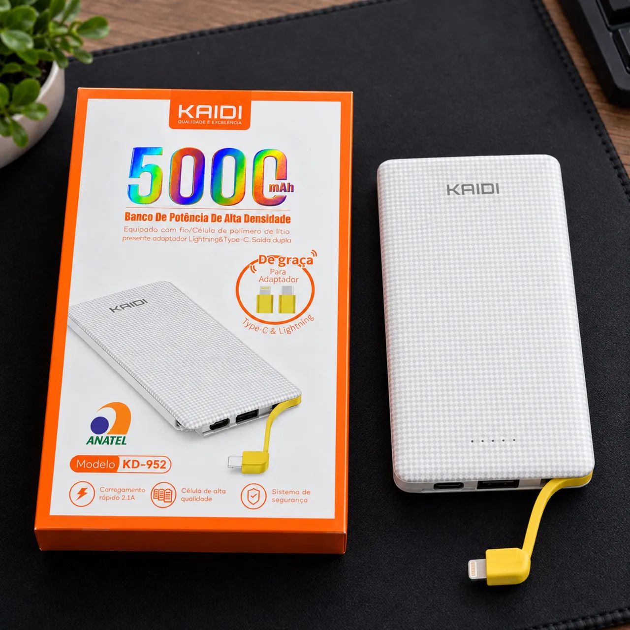 Carregador Portátil Kaidi 5000mah - Tipo C e Lightning  - Foto 2
