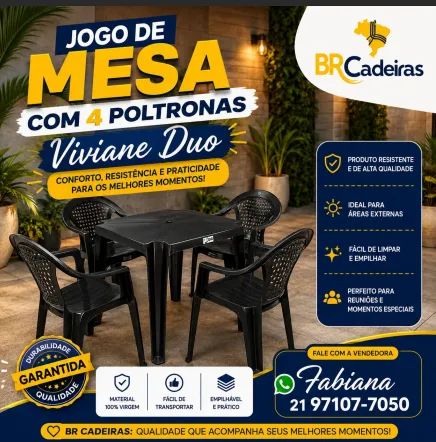 Mesa com cadeiras com apoio de braço
