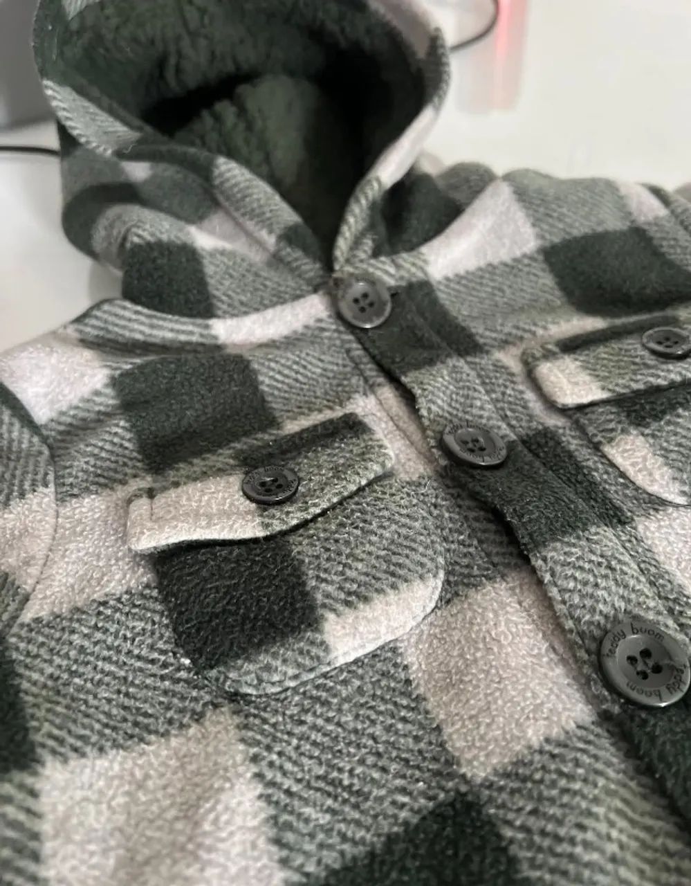 Blusa de frio fleece estilosa xadrez verde musgo Teddy Boom (6 a 9 meses) - Foto 2