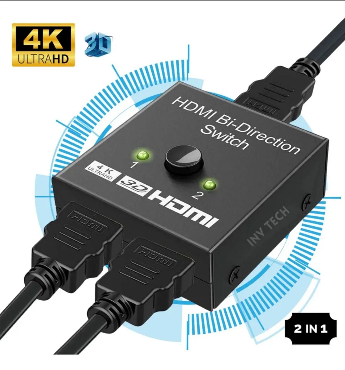 Chaveador Switch Hdmi Bi-direcional 2 em 1 4k Splitter