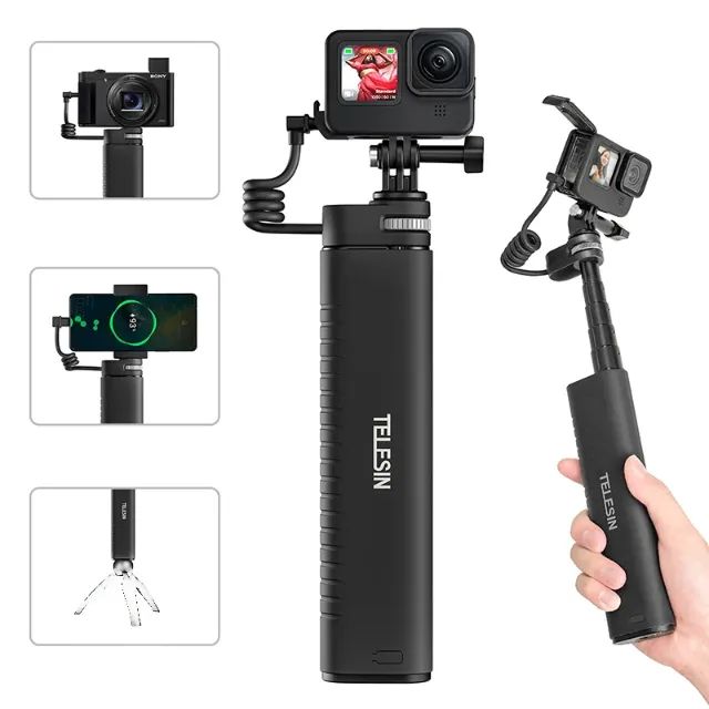 Telesin 10.000mAh 18W Turbo/Bastão extensor Com Bateria/Sua Gopro com até 7 horas bateria - Foto 4