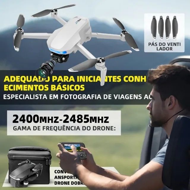 Drone S-x1 Com Tela Câmera Gps Gimbal De 3 Eixos E 2 Bateria - Foto 4