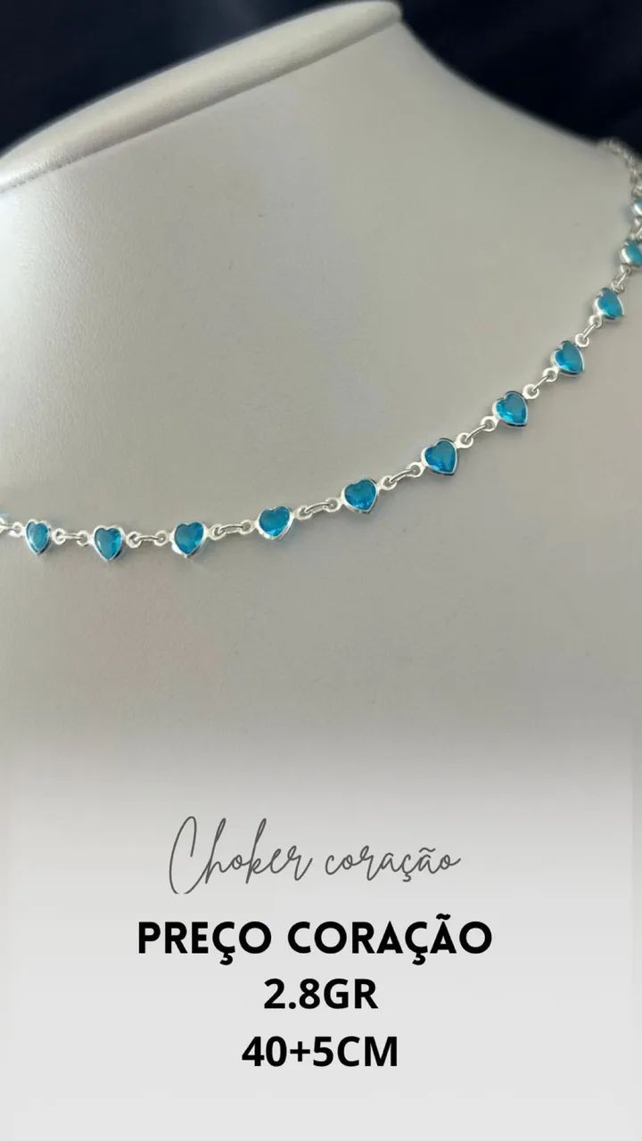 Chock 40+5 Cm Corrente de Coração( Prata925) . - Foto 2