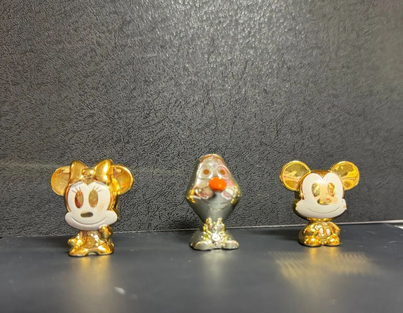 Lote 3 Gogos Crazy - Minnie dourada e Mickey dourado e Olaf prata 